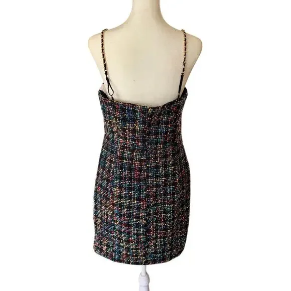 Amanda Uprichard Size M Tweed Belted Hasley Dress Mini Bodycon Multicolor ￼ - Picture 4 of 8